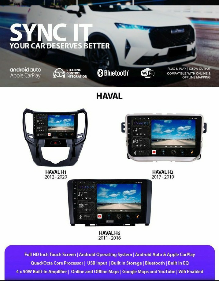 Haval wireless Android Auto and CarPlay replacement head unit