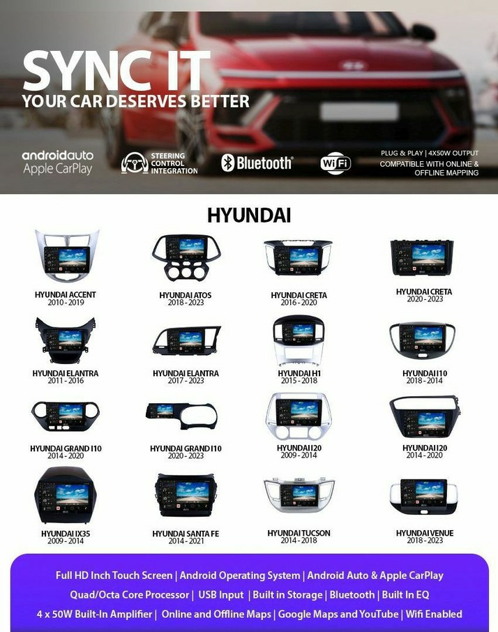 Hyundai wireless Android Auto and CarPlay replacement head unit