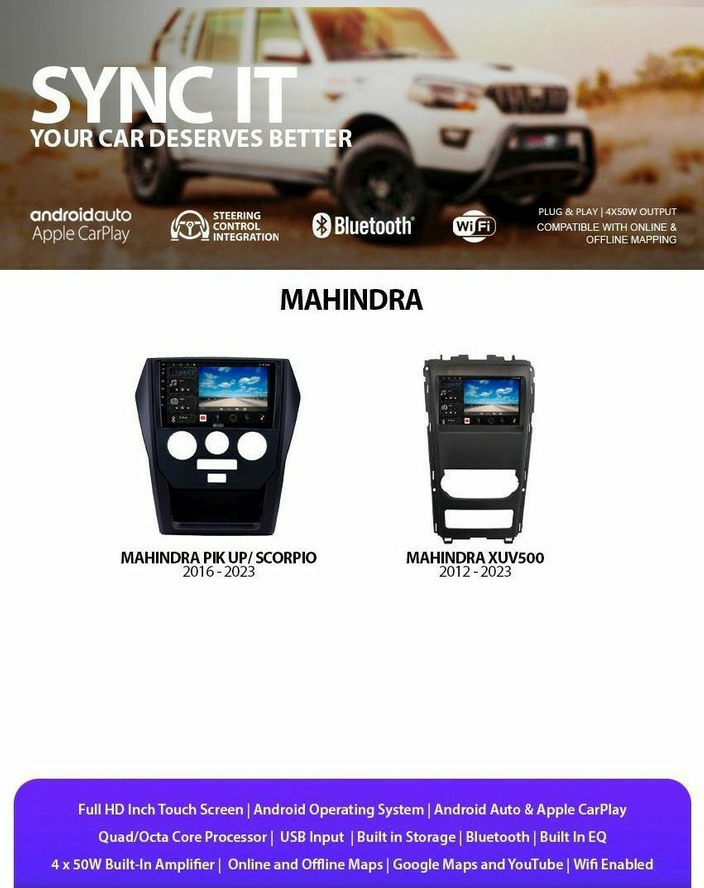 Mahindra wireless Android Auto and CarPlay replacement head unit