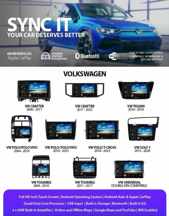 Volkswagen wireless Android Auto and CarPlay replacement head unit